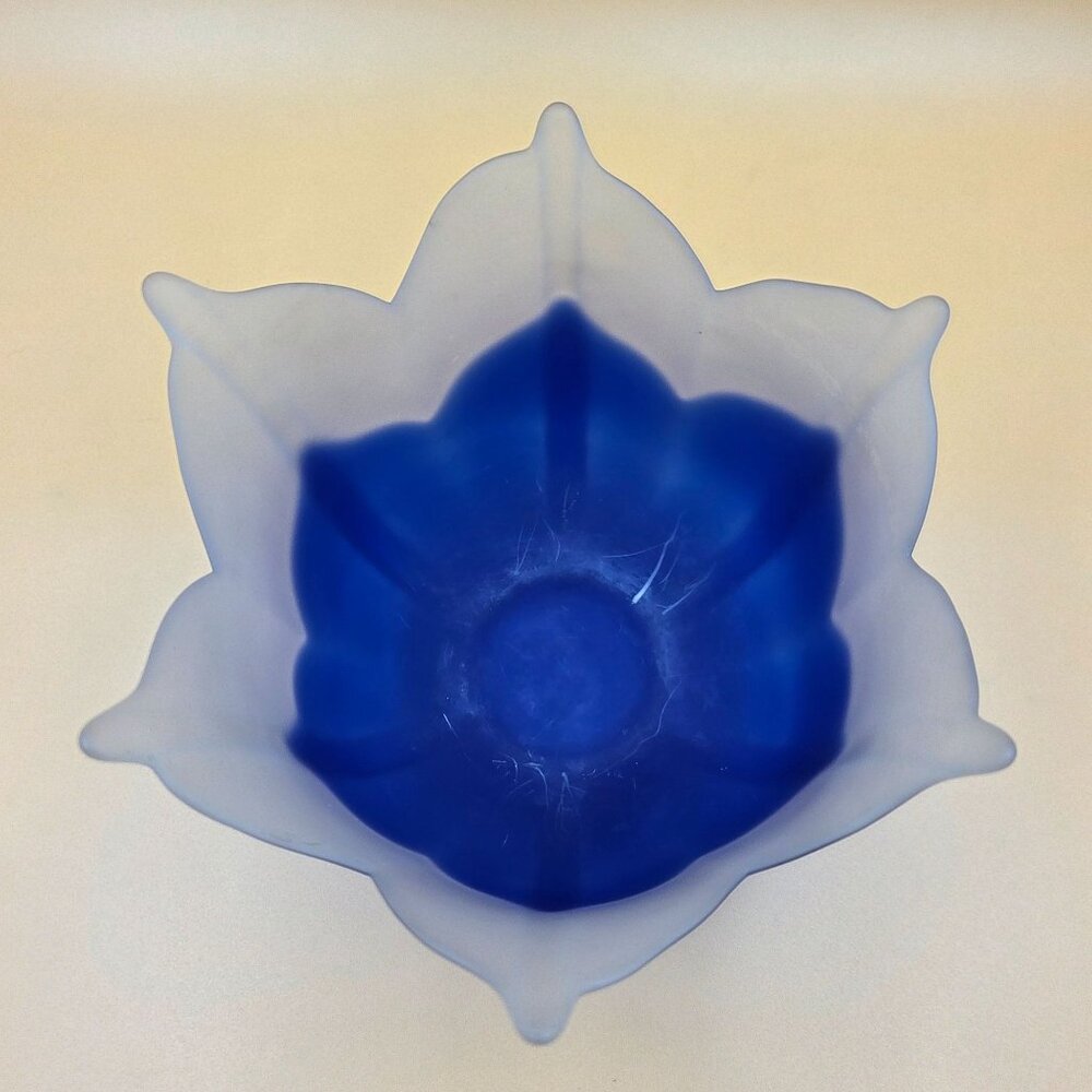 Partylite PO550 Candleholder Indigo Blossom Frosted Vase - Picture 3 of 6